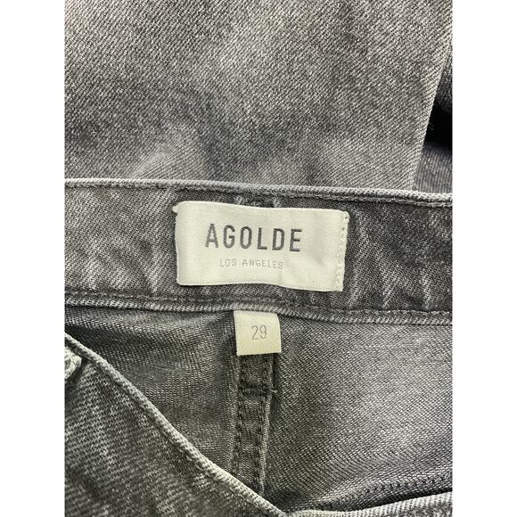Agolde 'Riley' Blue Cotton High Rise Straight Crop Denim Jean Size 29 - Picture 4 of 5